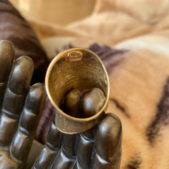 Italian JCM 925 Silver Wide Saddle Vermeil Ring Size 6 - Picture 5 of 9